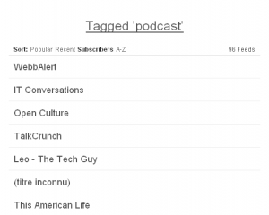 Click a tag and see all the feeds with that tag
